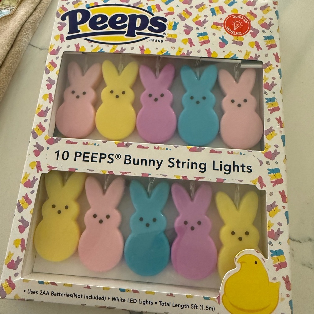NWT NIB Peeps Brand Colorful 10 PEEPS Bunny String Lights